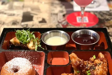 a tray of food on a table