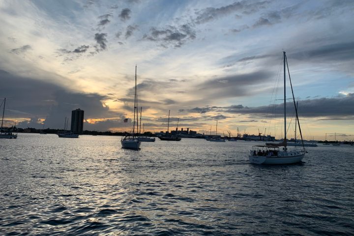 a small boat in a body of water