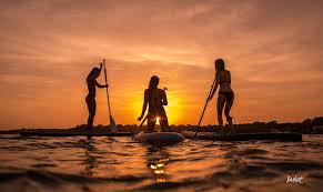 a sunset in the background