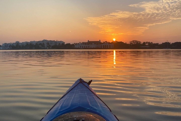 a small boat in a body of water