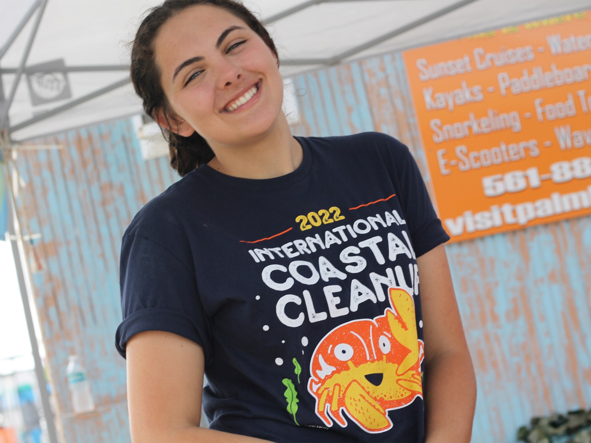 a person in a blue shirt