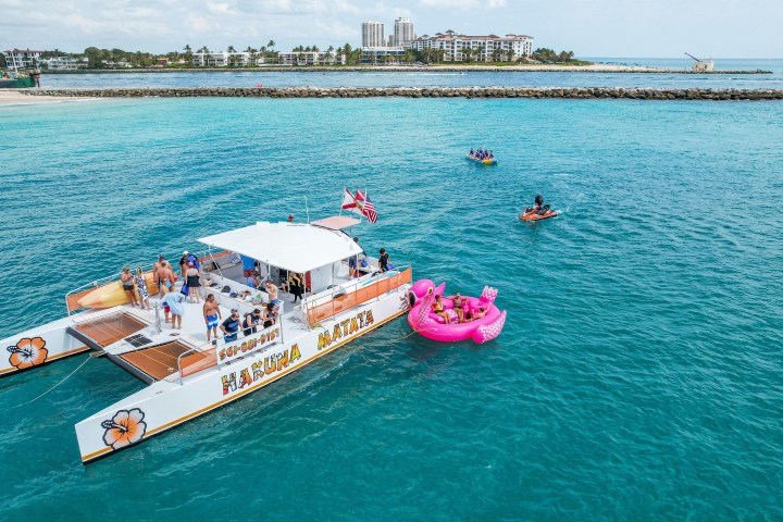 a small boat in a body of water