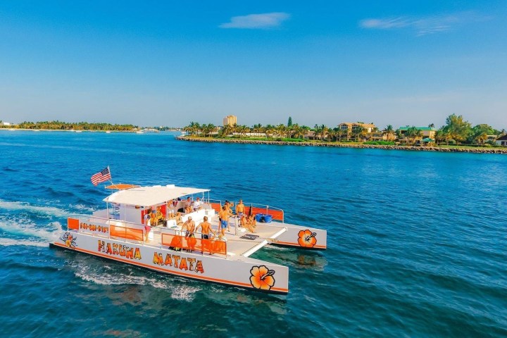 a small boat in a large body of water