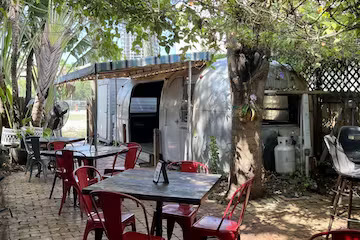 a close up of a picnic table