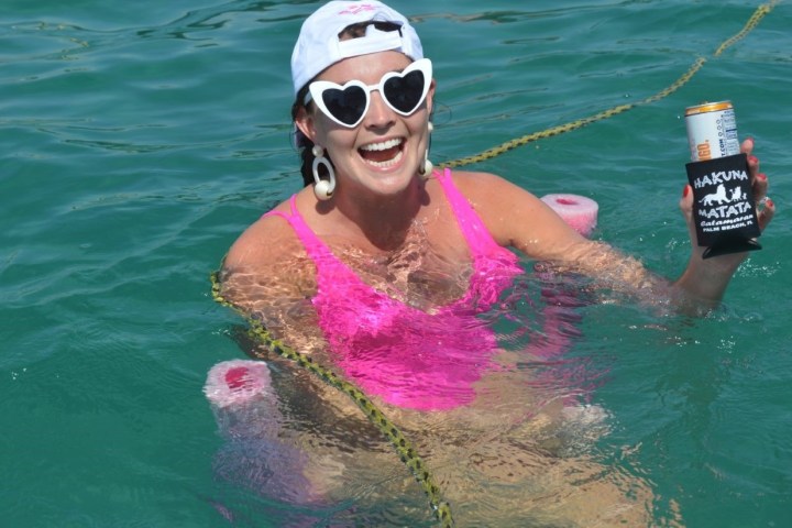 a person swimming in the water