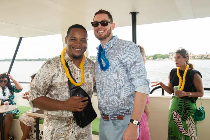 a couple of people posing for the camera