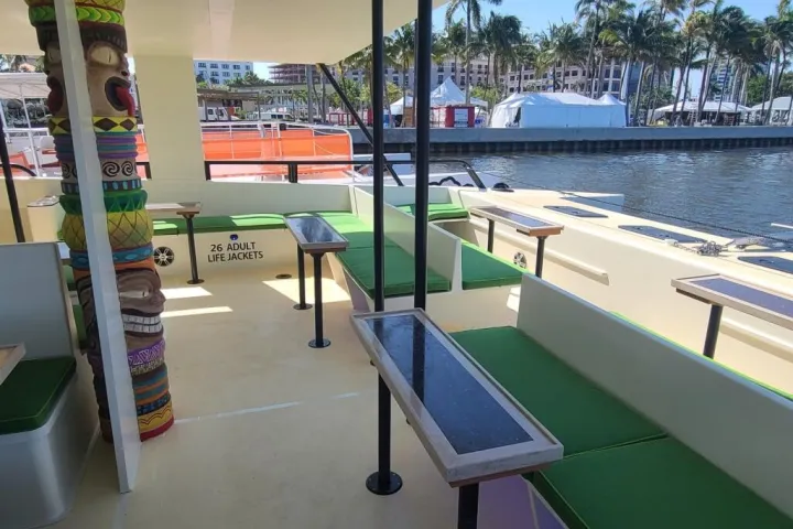 a boat sitting on top of a table