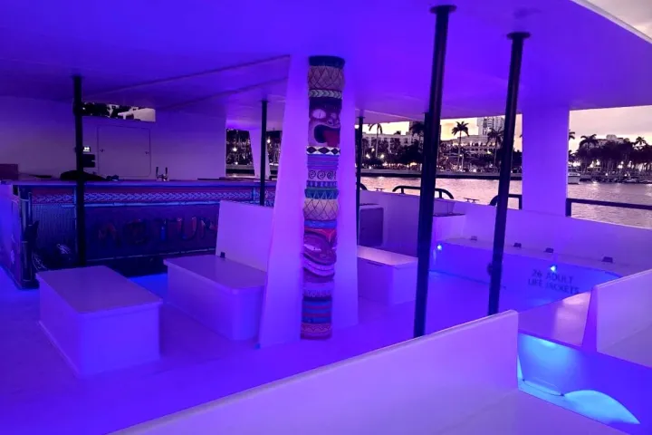 a purple light in a store window