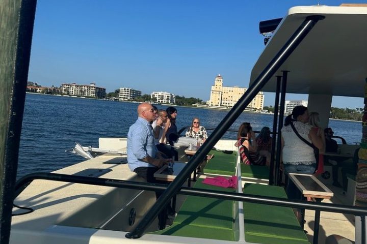 a man riding on the back of a boat