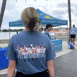 a man in a blue shirt