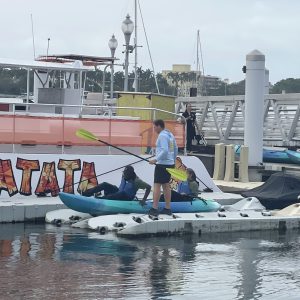 a small boat in a body of water