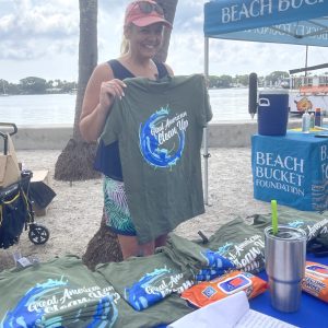 a person sitting at a beach