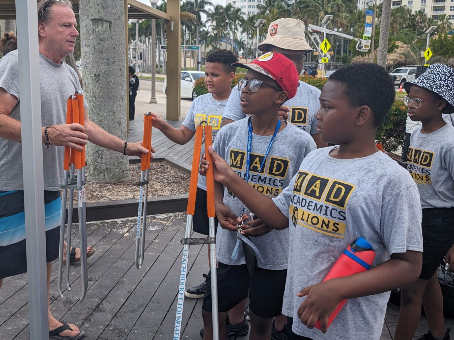 a group of people holding signs