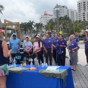 a group of people standing in front of a crowd