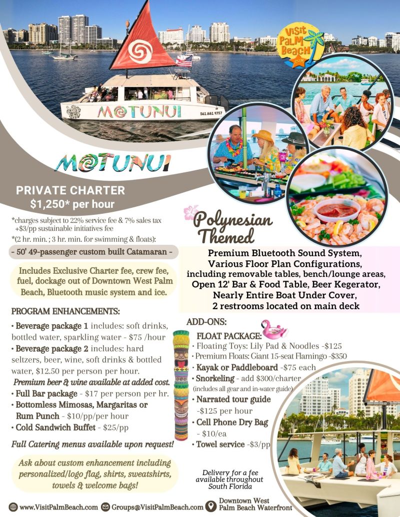 Motunui Catamaran Cruises with Visit Palm Beach