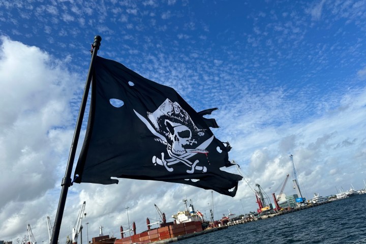 a large ship in the water