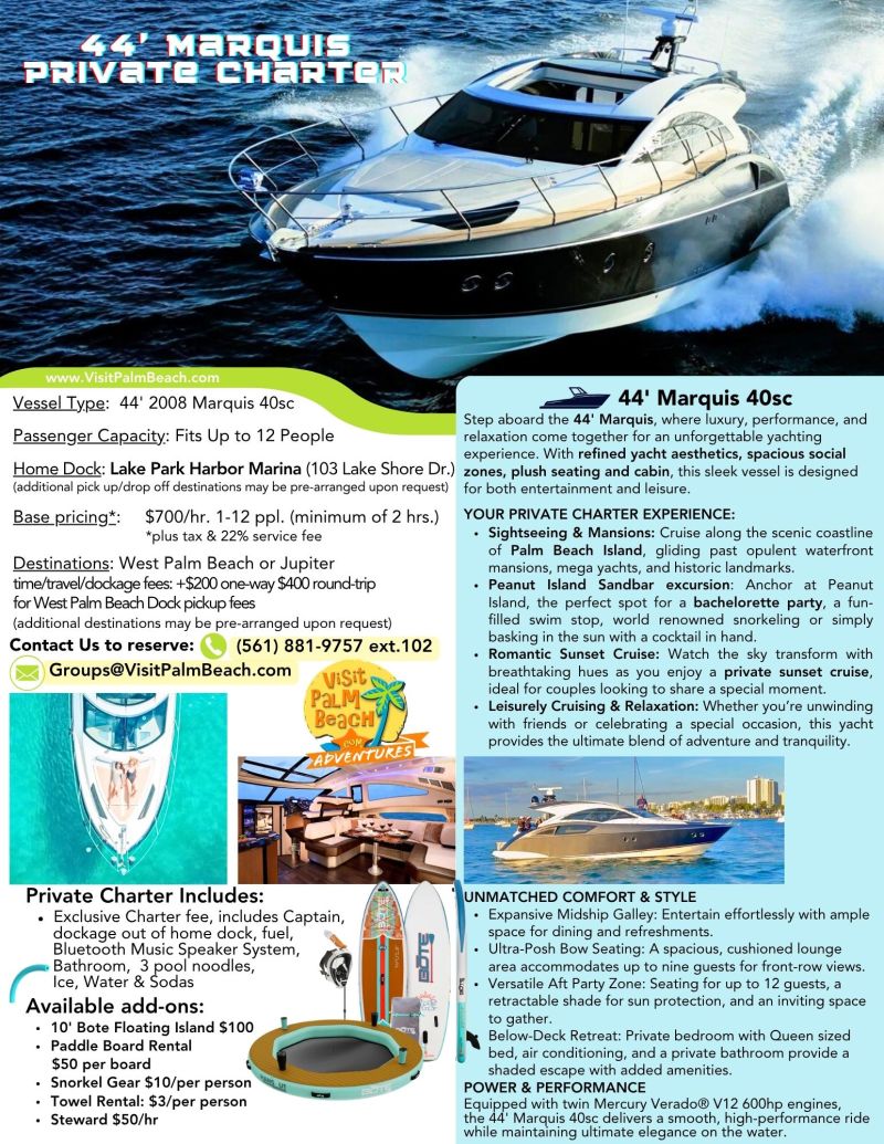Marquis Private Yacht Charter with Visit Palm Beach