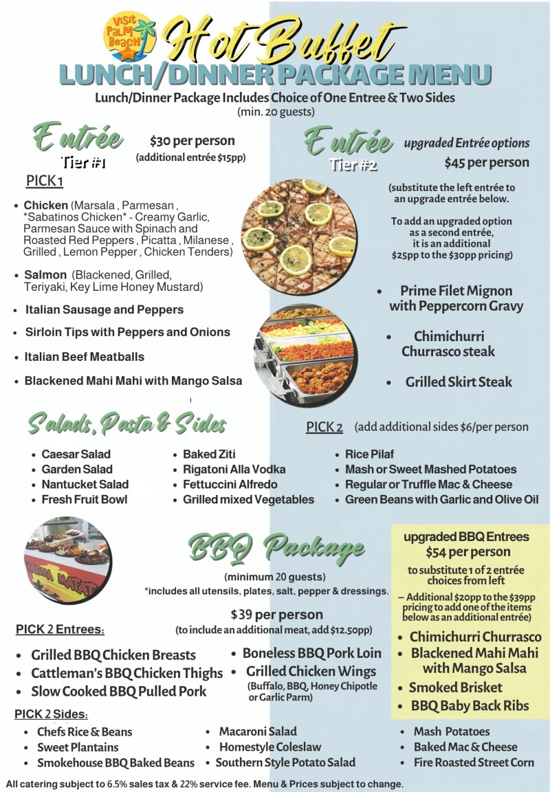 Visit Palm Beach Catamaran Cruise Catering Options Hot Buffet and BBQ